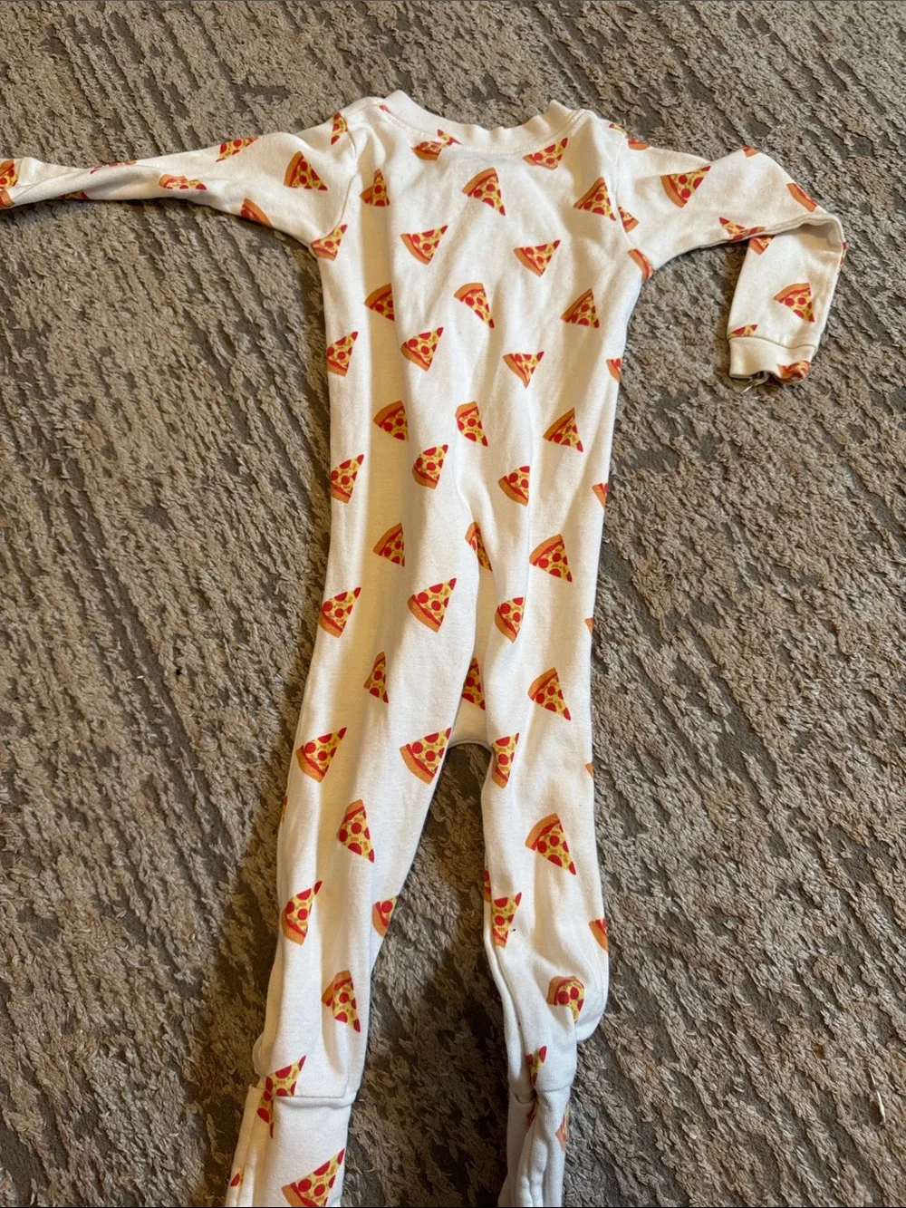 Kids Pizza Print One-Piece Pajamas - White & Red 9-12 month